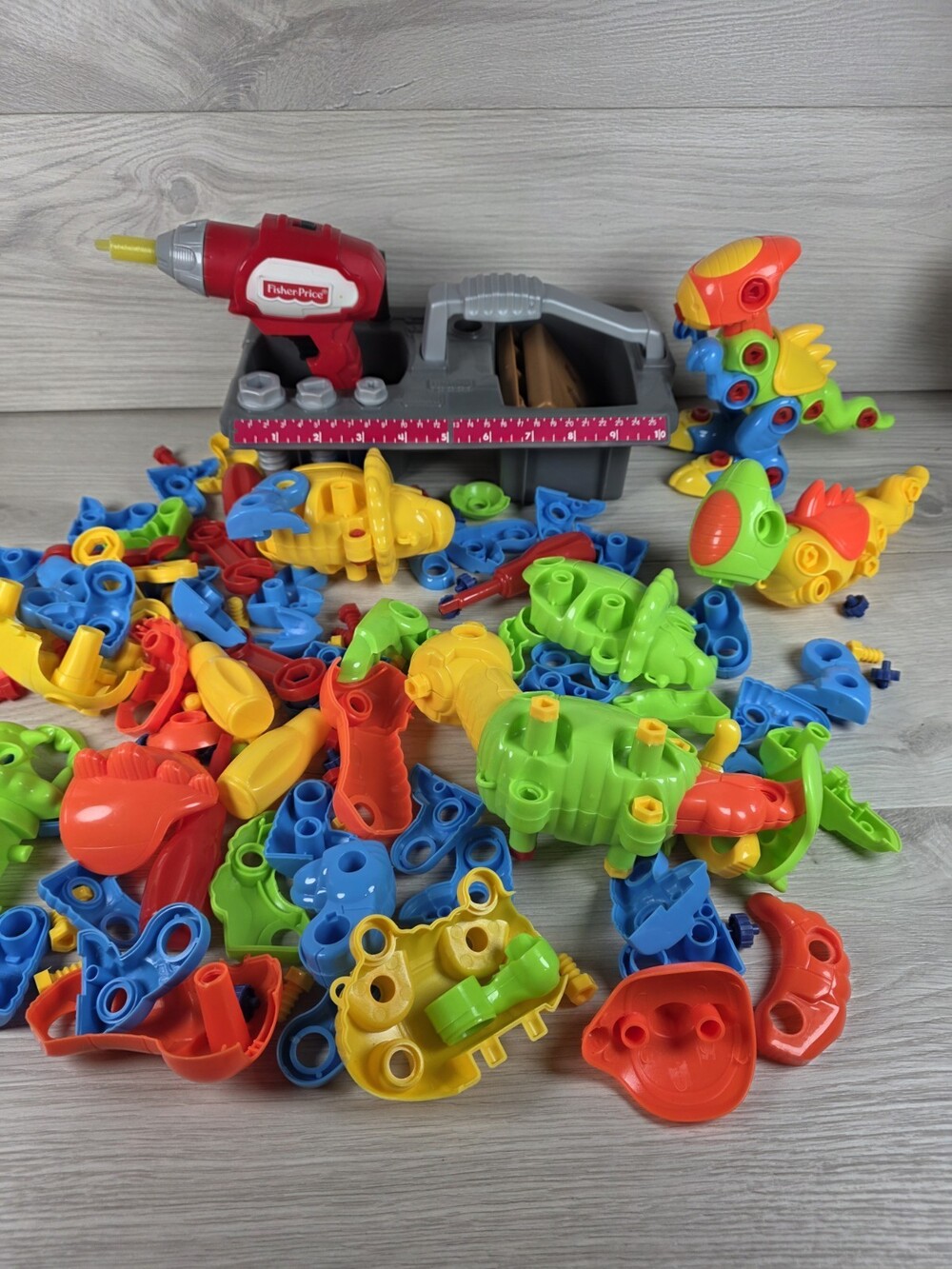 Fisher Price Build & Play Dino Tool Set Parts Lot Drill Toolbox T-Rex SU15